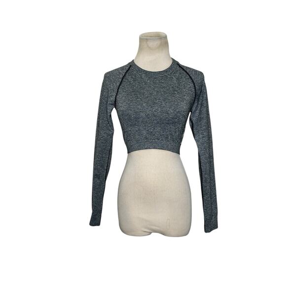 Gymshark Adapt Marl Gray Seamless Long Sleeve Crop Top size Small - Picture 11 of 11